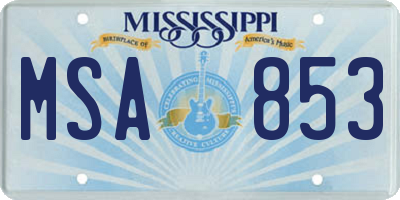 MS license plate MSA853