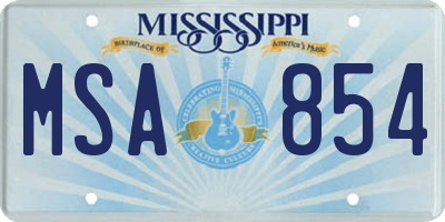 MS license plate MSA854
