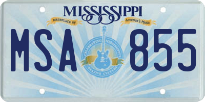 MS license plate MSA855