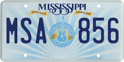 MS license plate MSA856