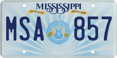 MS license plate MSA857