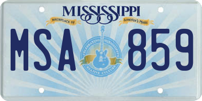 MS license plate MSA859