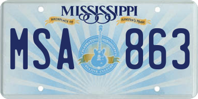 MS license plate MSA863