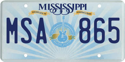 MS license plate MSA865