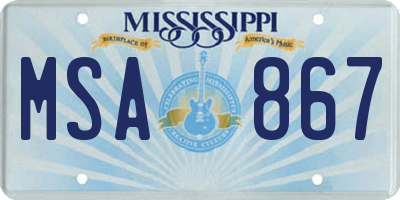 MS license plate MSA867
