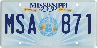 MS license plate MSA871
