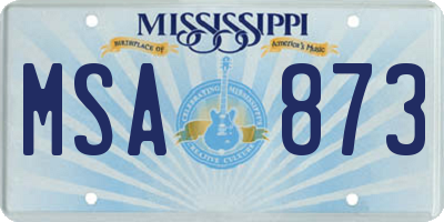 MS license plate MSA873