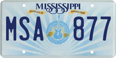 MS license plate MSA877