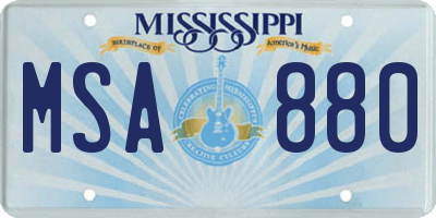 MS license plate MSA880
