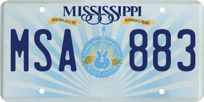 MS license plate MSA883