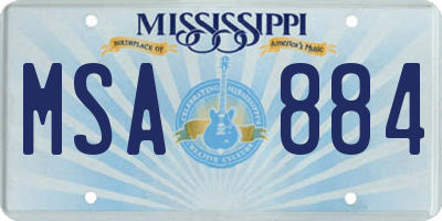 MS license plate MSA884