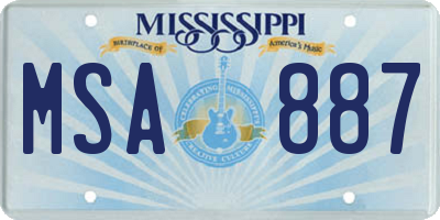 MS license plate MSA887
