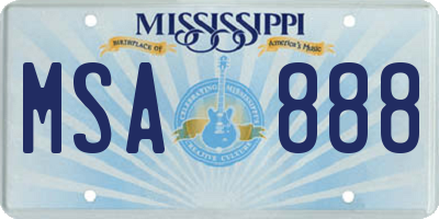 MS license plate MSA888