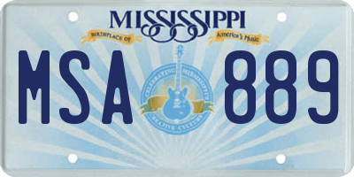 MS license plate MSA889
