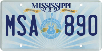 MS license plate MSA890