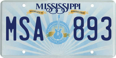 MS license plate MSA893