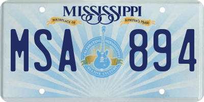 MS license plate MSA894