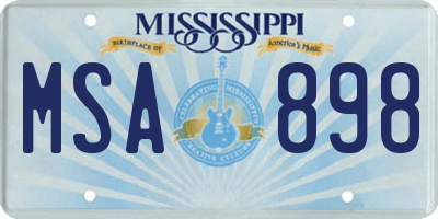 MS license plate MSA898