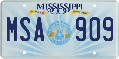 MS license plate MSA909