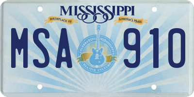 MS license plate MSA910