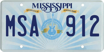 MS license plate MSA912