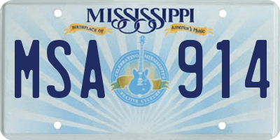 MS license plate MSA914