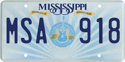 MS license plate MSA918