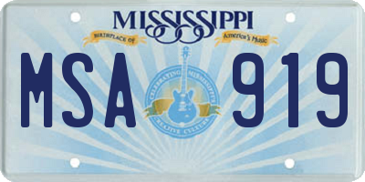 MS license plate MSA919