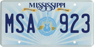 MS license plate MSA923