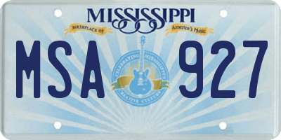 MS license plate MSA927