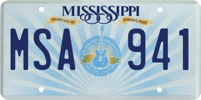 MS license plate MSA941