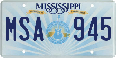 MS license plate MSA945