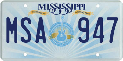 MS license plate MSA947