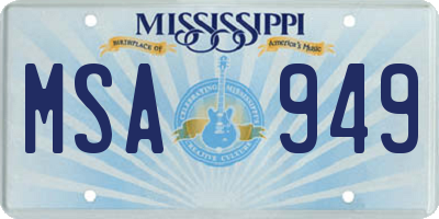 MS license plate MSA949