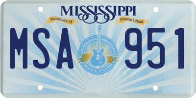 MS license plate MSA951