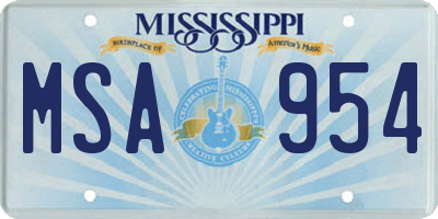 MS license plate MSA954