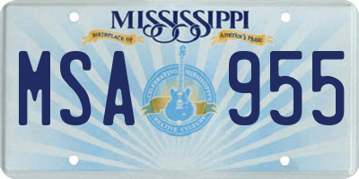 MS license plate MSA955