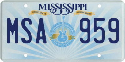 MS license plate MSA959