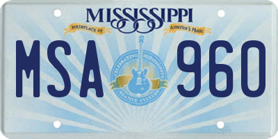 MS license plate MSA960