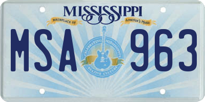 MS license plate MSA963