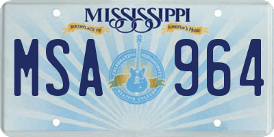 MS license plate MSA964