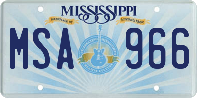 MS license plate MSA966