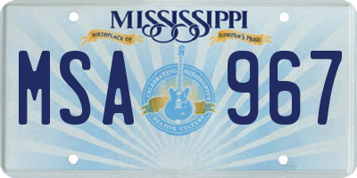 MS license plate MSA967