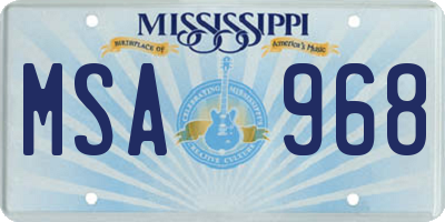 MS license plate MSA968