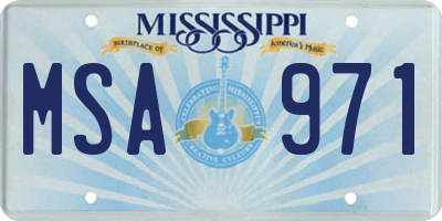 MS license plate MSA971