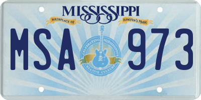 MS license plate MSA973