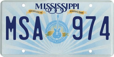 MS license plate MSA974