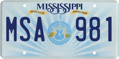MS license plate MSA981