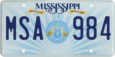 MS license plate MSA984