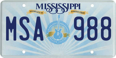 MS license plate MSA988